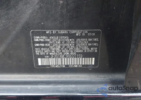 2019 Subaru Crosstrek 2.0I Limited из США, поврежденный, VIN JF2GTAMC3K8221159